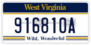 916810A  license plate in WV