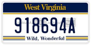 918694A  license plate in WV