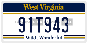 91T943  license plate in WV