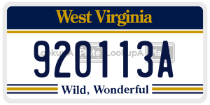 920113A  license plate in WV