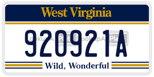 920921A  license plate in WV