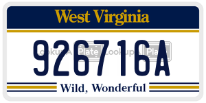 926716A  license plate in WV