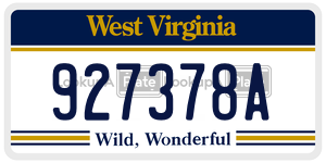927378A  license plate in WV