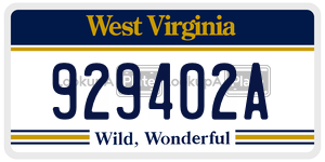 929402A  license plate in WV