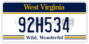 92H534  license plate in WV