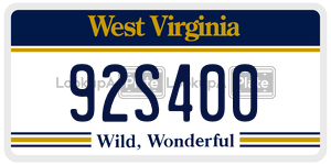 92S400  license plate in WV