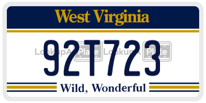 92T723  license plate in WV
