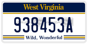 938453A  license plate in WV