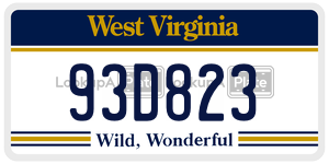 93D823  license plate in WV