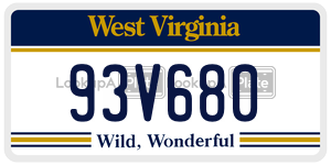 93V680  license plate in WV