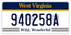 940258A  license plate in WV