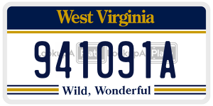 941091A  license plate in WV