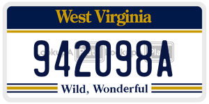 942098A  license plate in WV