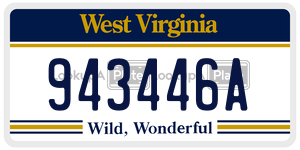 943446A  license plate in WV
