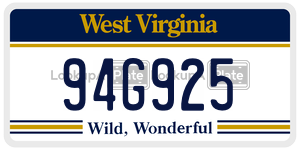 94G925  license plate in WV