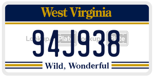 94J938  license plate in WV
