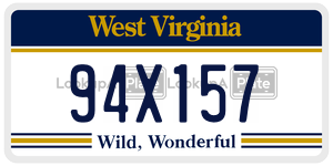 94X157  license plate in WV