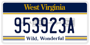 953923A  license plate in WV