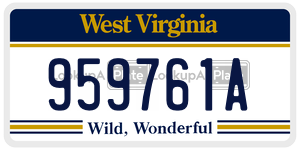 959761A  license plate in WV