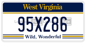 95X286  license plate in WV