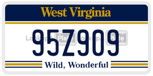 95Z909  license plate in WV