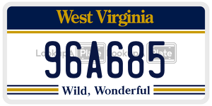 96A685  license plate in WV
