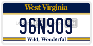 96N909  license plate in WV