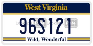 96S121 license plate in West Virginia