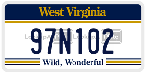 97N102  license plate in WV