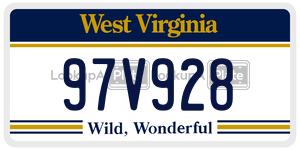 97V928  license plate in WV