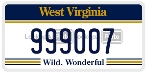 999007  license plate in WV
