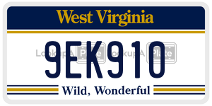9EK910  license plate in WV
