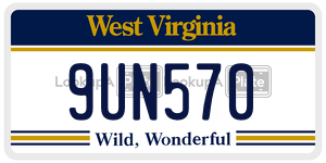 9UN570  license plate in WV