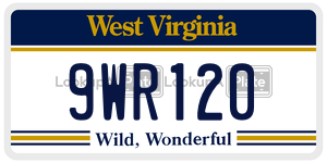 9WR120  license plate in WV