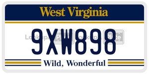 9XW898  license plate in WV