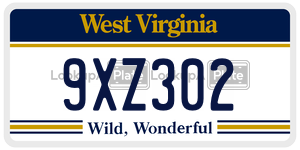 9XZ302  license plate in WV