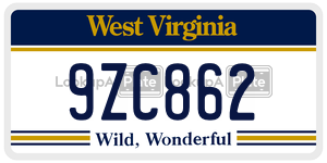 9ZC862  license plate in WV