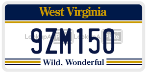 9ZM150  license plate in WV