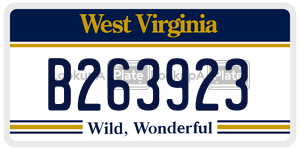 B263923  license plate in WV