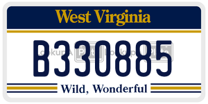 B330885  license plate in WV