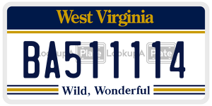 BA511114  license plate in WV
