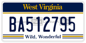 BA512795  license plate in WV