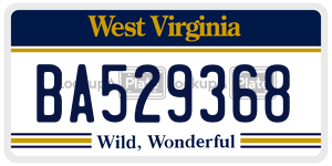 BA529368  license plate in WV