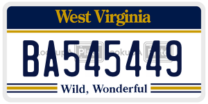 BA545449  license plate in WV