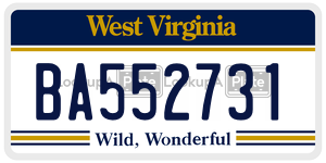 BA552731  license plate in WV