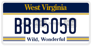BB05050  license plate in WV