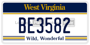 BE3582  license plate in WV