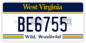 BE6755 license plate in West Virginia
