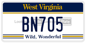 BN705  license plate in WV