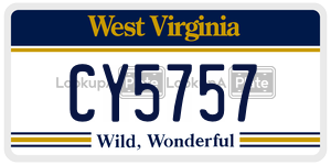 CY5757  license plate in WV